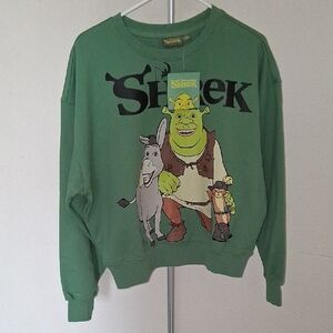 Dreamworks Oversized Shrek Graphic Crewneck Sweatshirt - Green